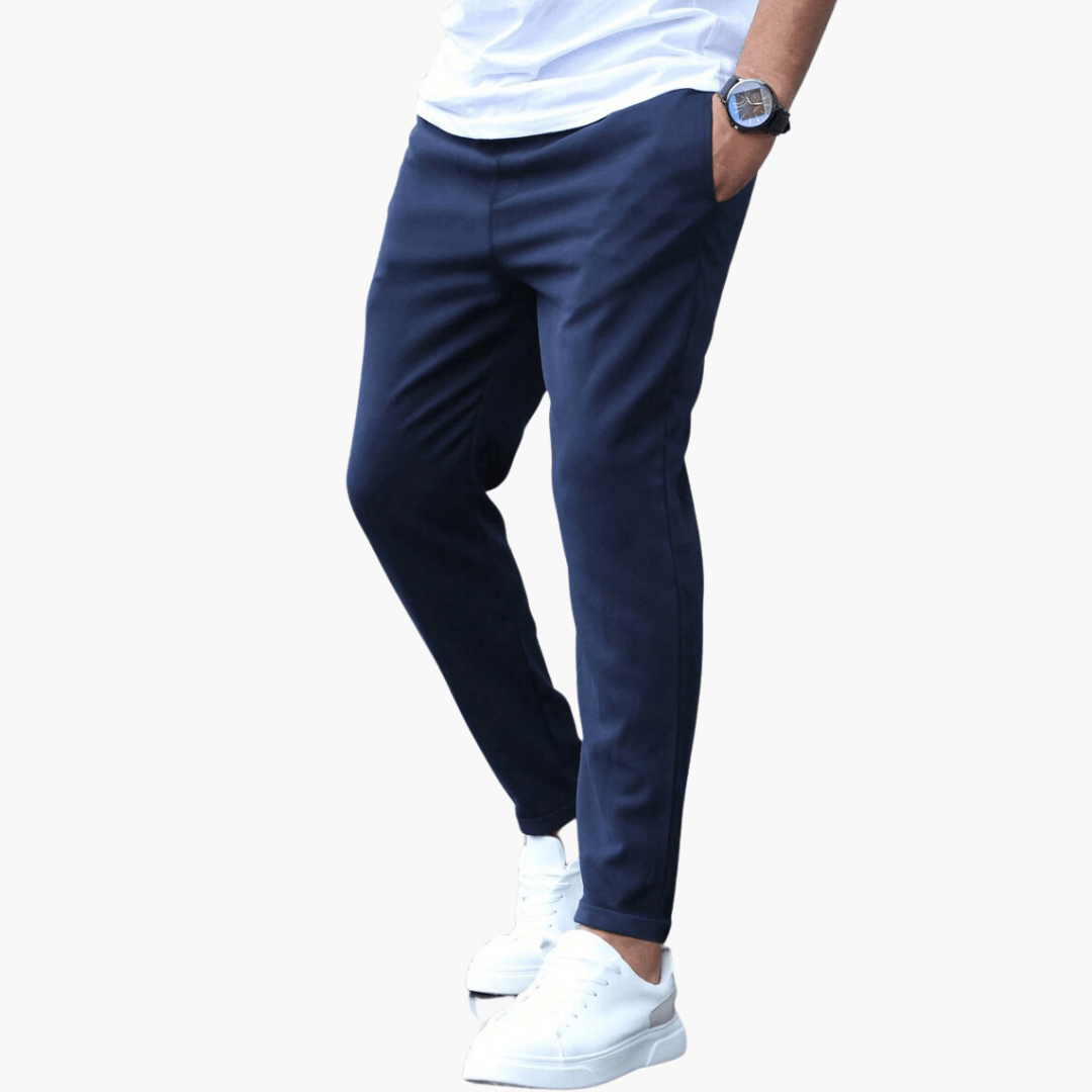 Pantalon fuselé extensible pour homme avec taille à cordon de serrage