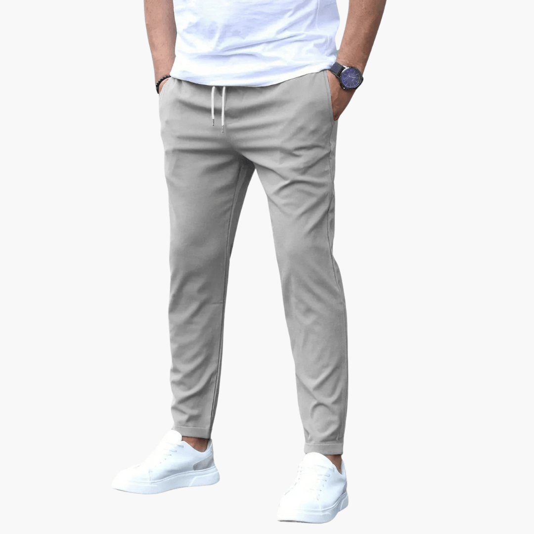 Pantalon fuselé extensible pour homme avec taille à cordon de serrage