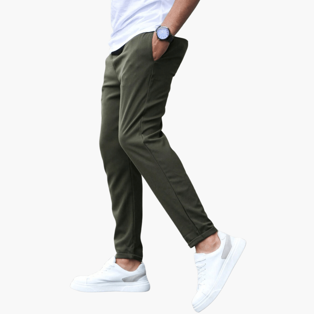 Pantalon fuselé extensible pour homme avec taille à cordon de serrage