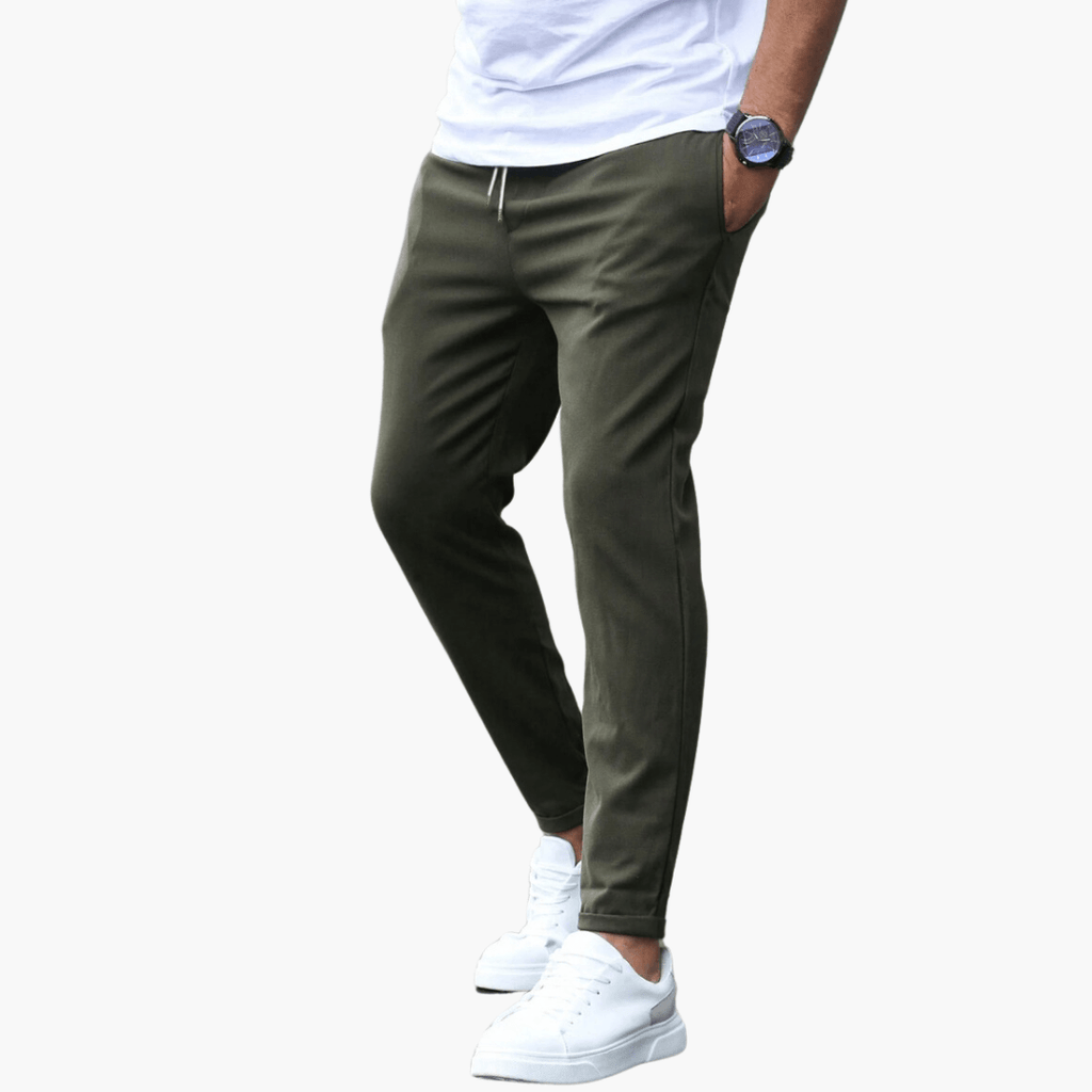 Pantalon fuselé extensible pour homme avec taille à cordon de serrage