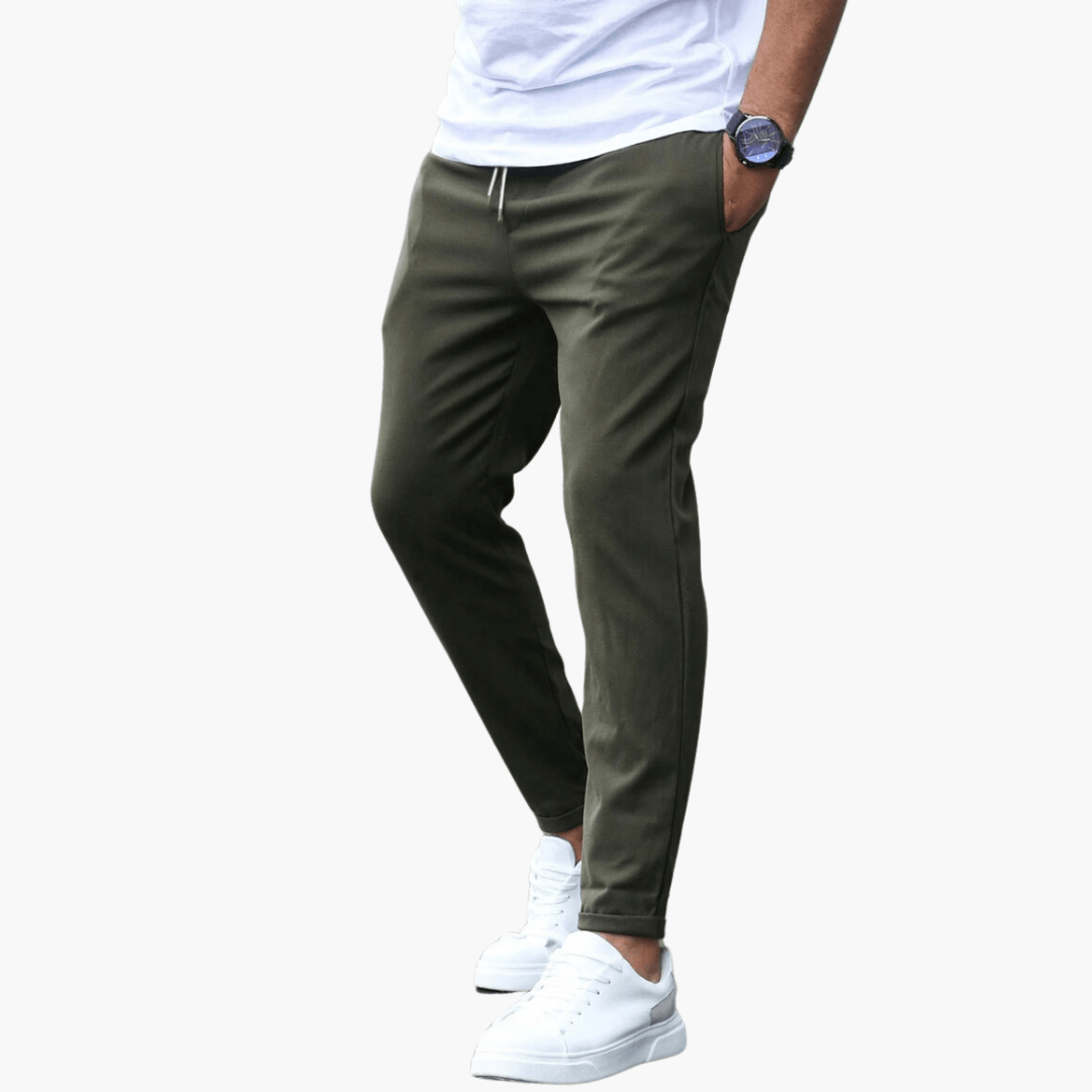 Pantalon fuselé extensible pour homme avec taille à cordon de serrage