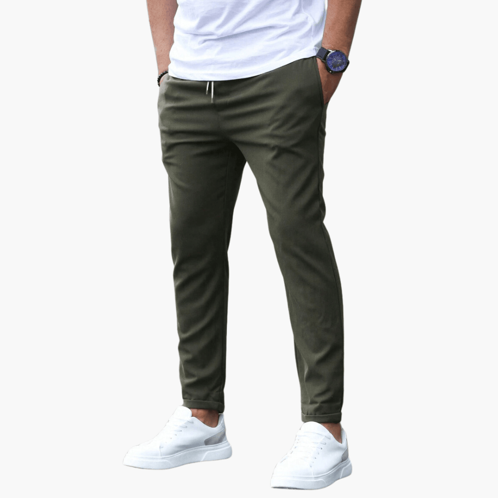 Pantalon fuselé extensible pour homme avec taille à cordon de serrage