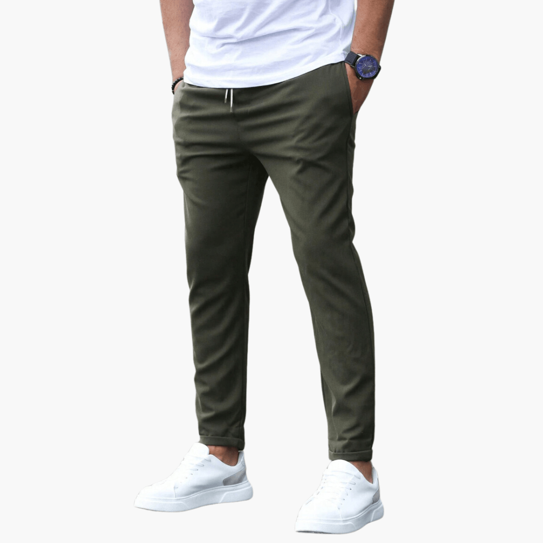 Pantalon fuselé extensible pour homme avec taille à cordon de serrage