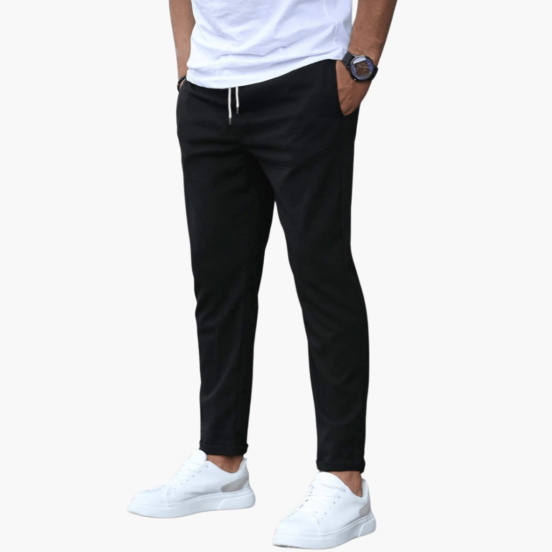 Pantalon fuselé extensible pour homme avec taille à cordon de serrage
