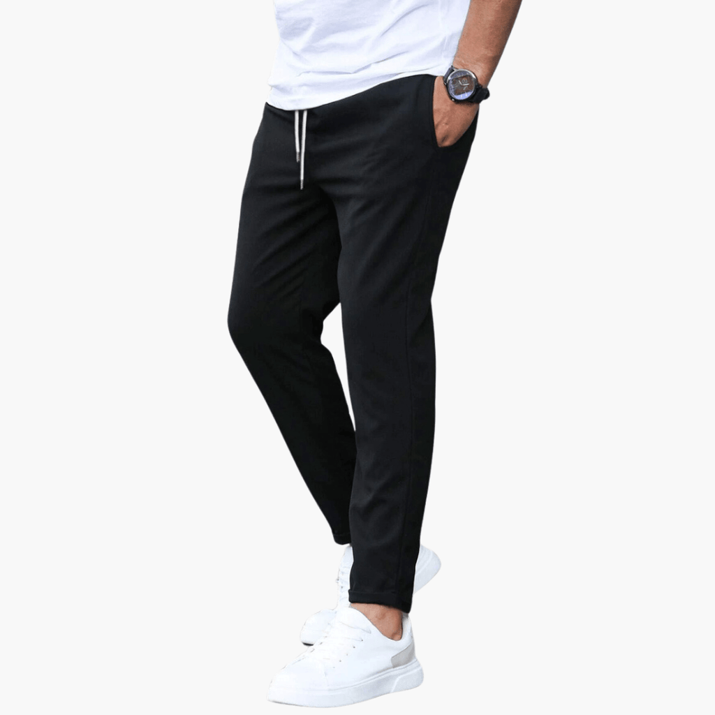 Pantalon fuselé extensible pour homme avec taille à cordon de serrage