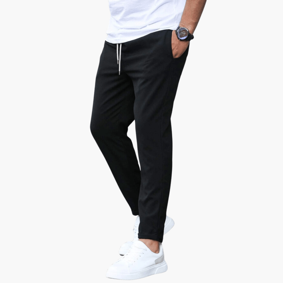 Pantalon fuselé extensible pour homme avec taille à cordon de serrage