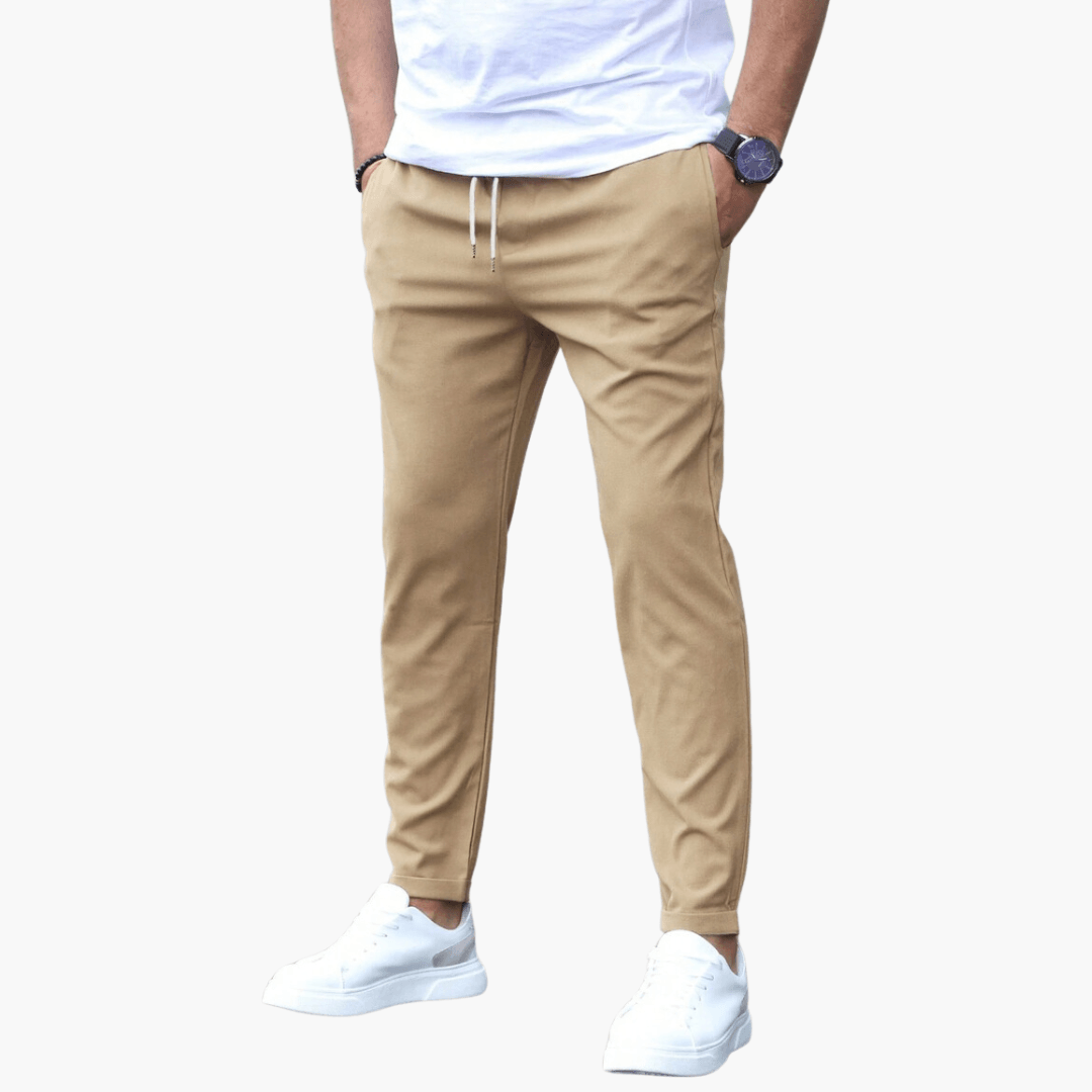 Pantalon fuselé extensible pour homme avec taille à cordon de serrage