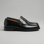 Men's Leather-Look Penny Loafers | Black Slip-On Shoes