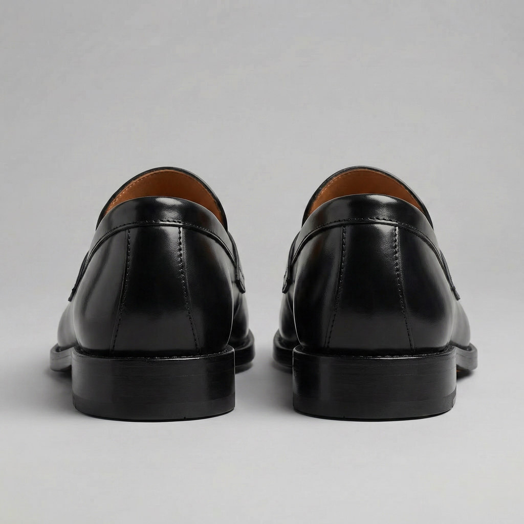 Men's Leather-Look Penny Loafers | Black Slip-On Shoes
