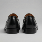 Men's Leather-Look Penny Loafers | Black Slip-On Shoes