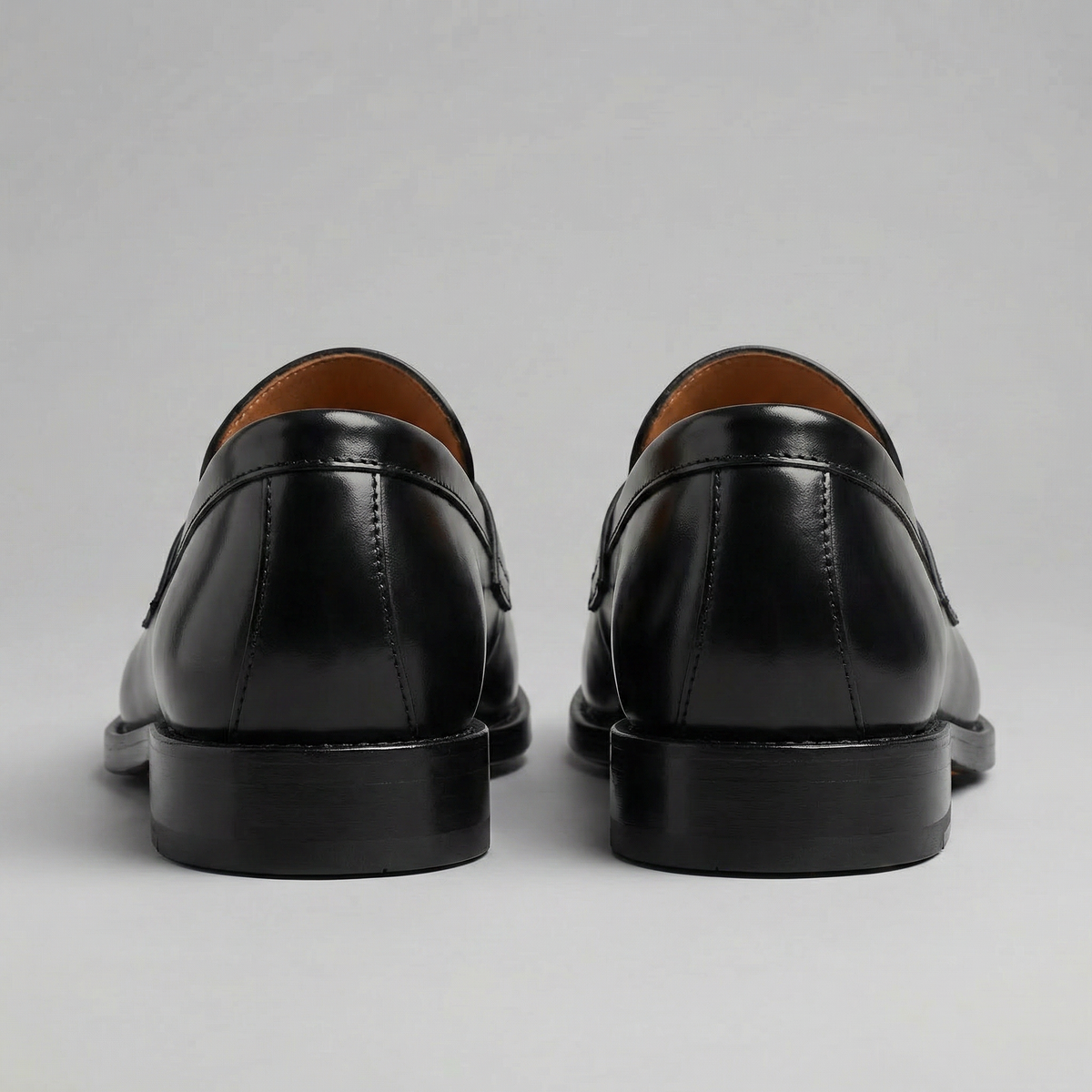 Men's Leather-Look Penny Loafers | Black Slip-On Shoes