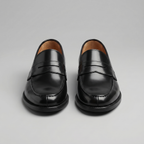 Men's Leather-Look Penny Loafers | Black Slip-On Shoes