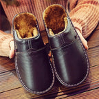 Men's Waterproof Leather Slippers | Warm Lined Indoor Outdoor