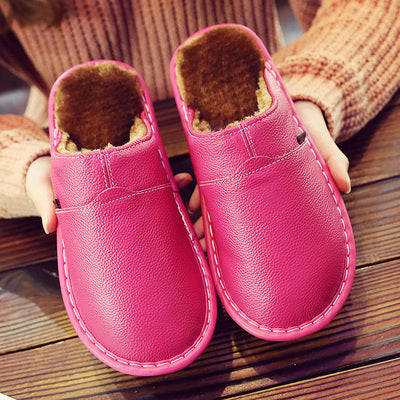 Chaussons imperméables en cuir pour homme | Doublure chaude, intérieur et extérieur