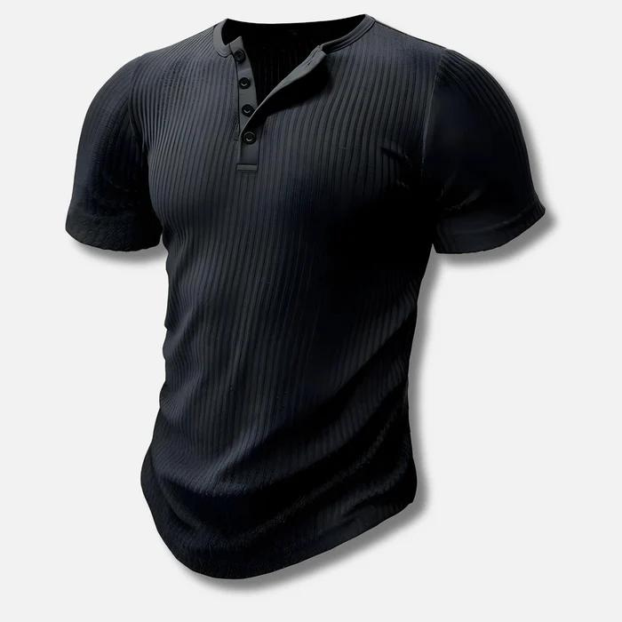 T-shirt Henley côtelé coupe musclée pour homme