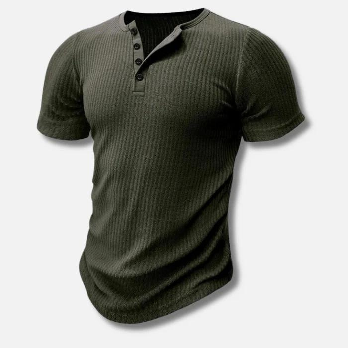 T-shirt Henley côtelé coupe musclée pour homme