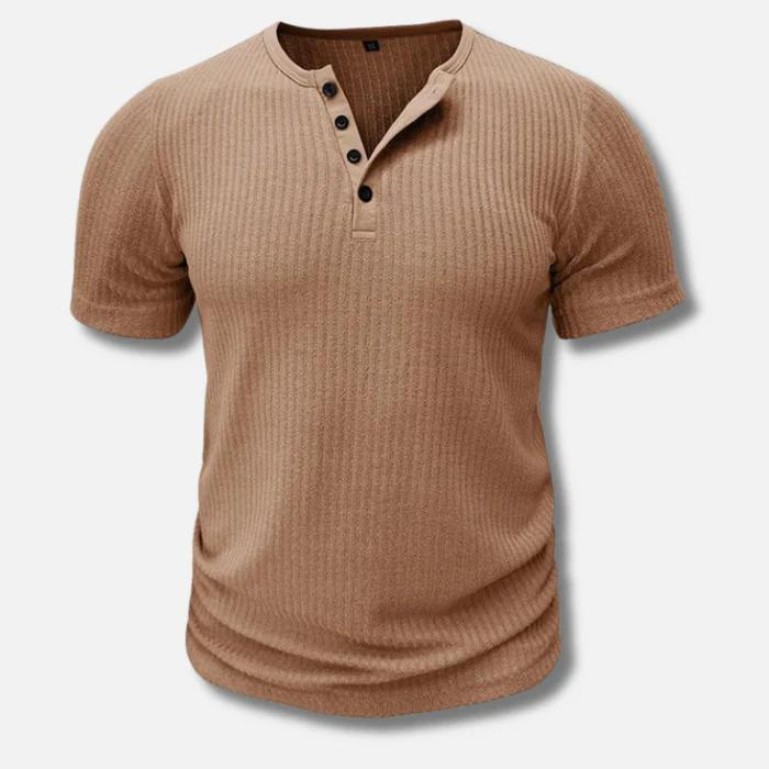 T-shirt Henley côtelé coupe musclée pour homme