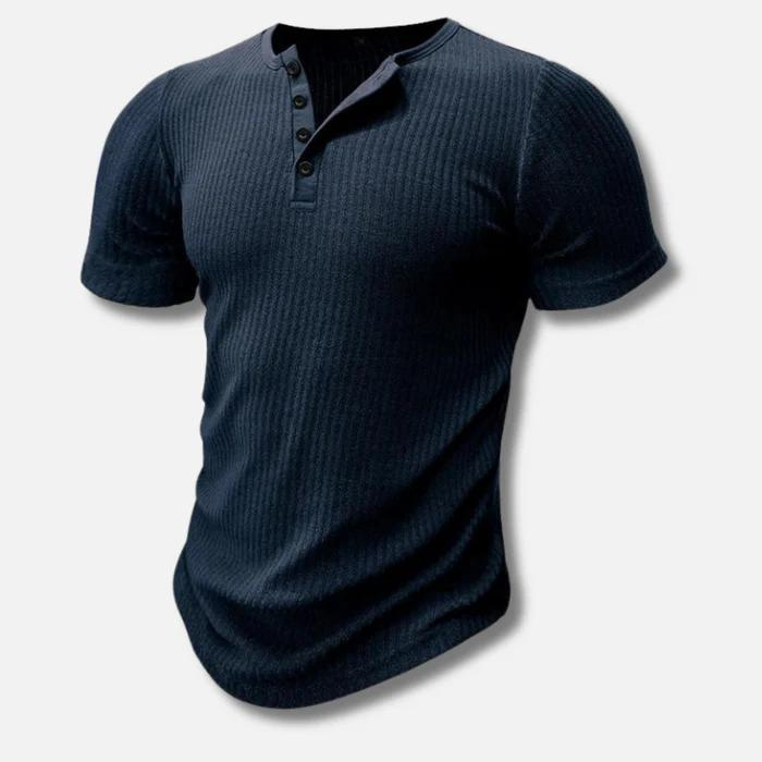 T-shirt Henley côtelé coupe musclée pour homme