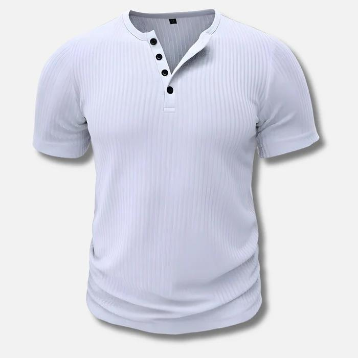 Men's Muscle Fit Ribbed Henley T-Shirt
