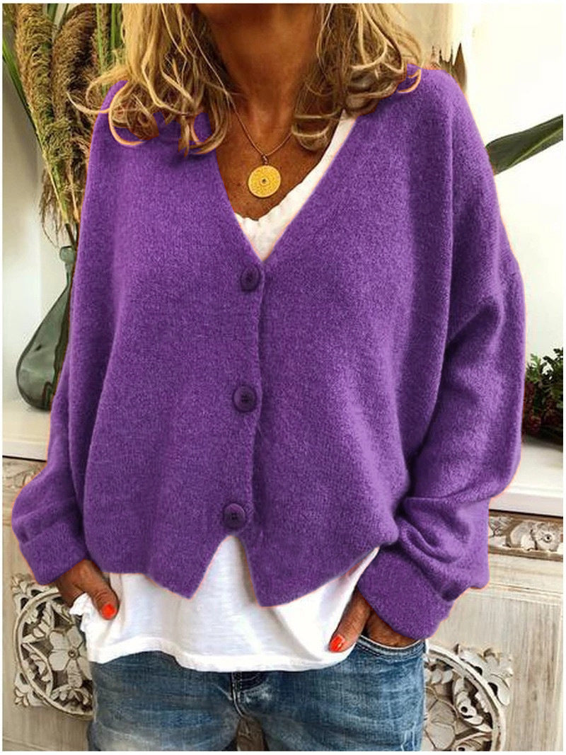 Cardigan en maille souple à col V pour femme
