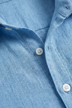 Men's Linen Blend Long Sleeve Henley Collar Shirt