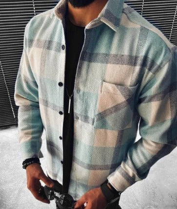 Surchemise oversize à carreaux pour homme avec poches poitrine