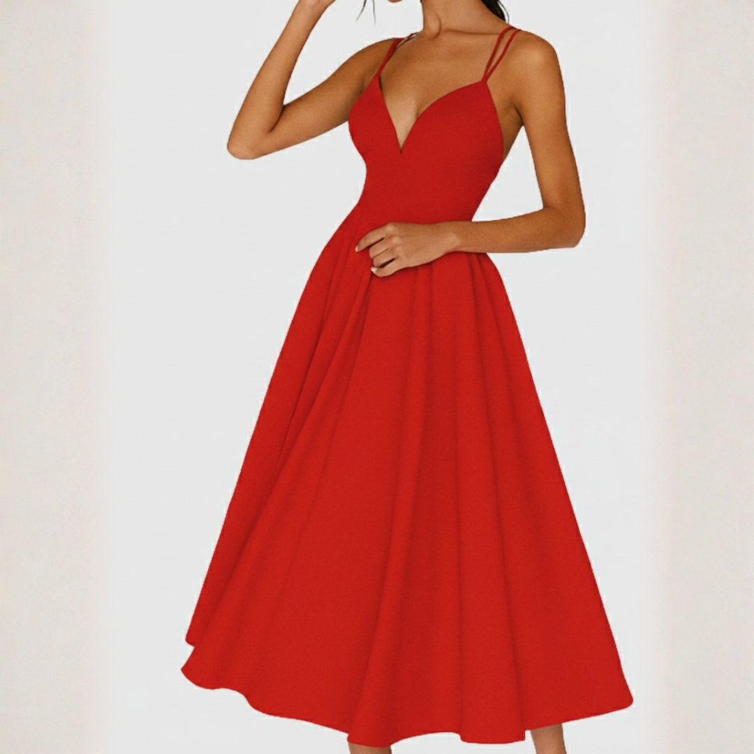 Robe de cocktail trapèze sans manches pour femme