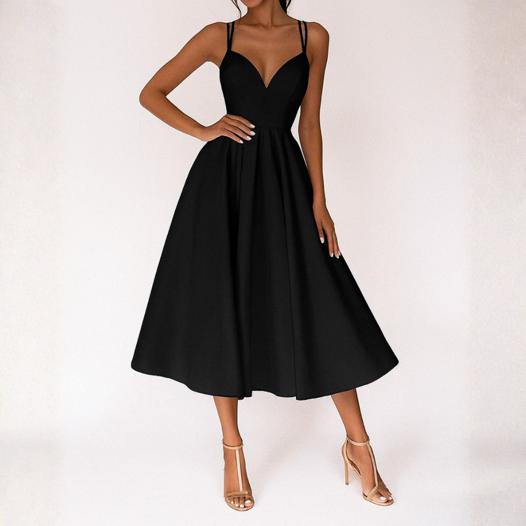 Robe de cocktail trapèze sans manches pour femme