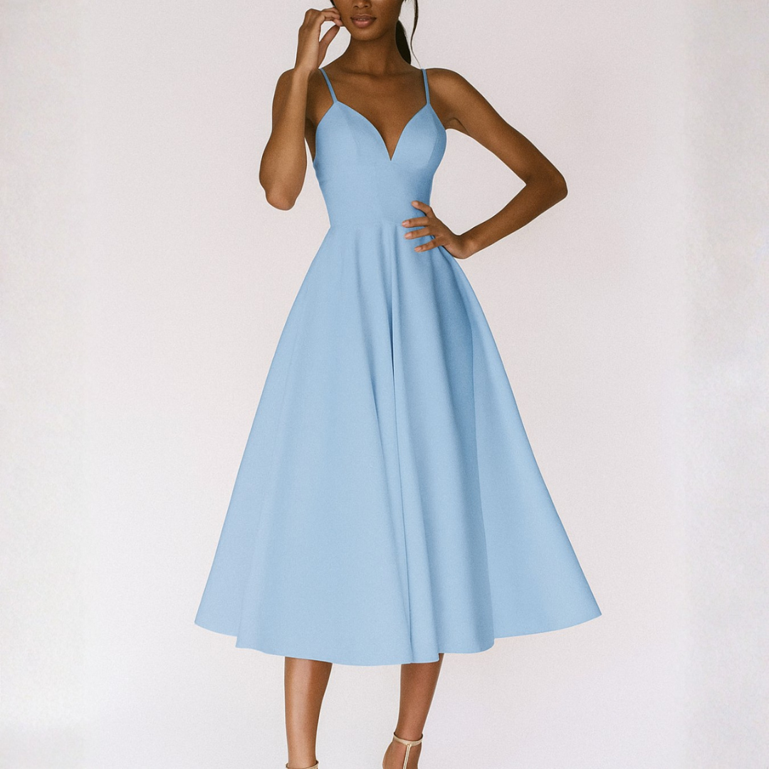 Robe de cocktail trapèze sans manches pour femme