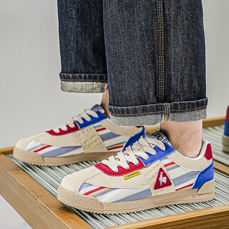 Baskets rétro basses pour homme avec empiècements contrastants