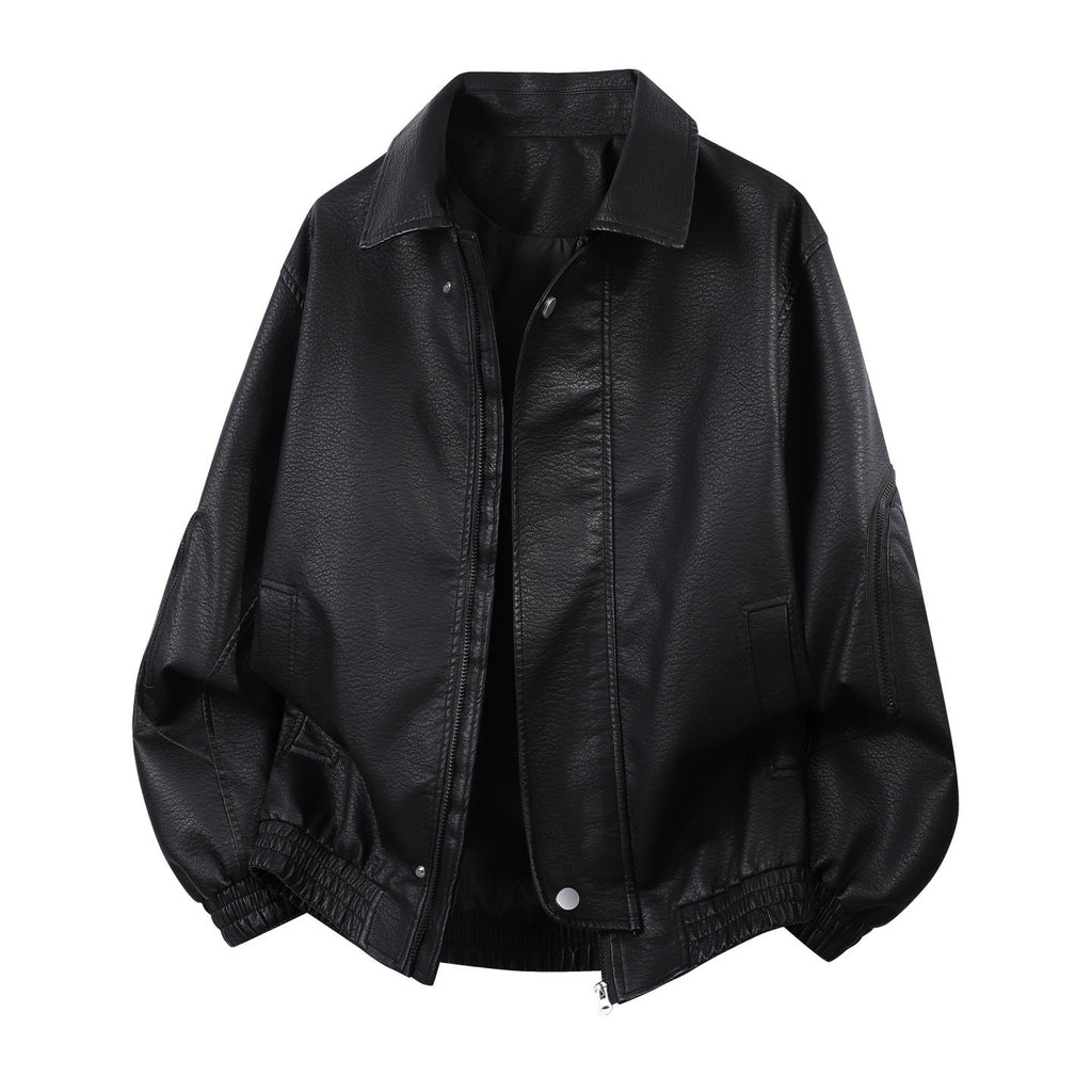Blouson aviateur pour homme en similicuir avec col classique