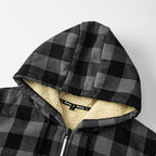 Veste à capuche pour homme, à carreaux et doublée en polaire