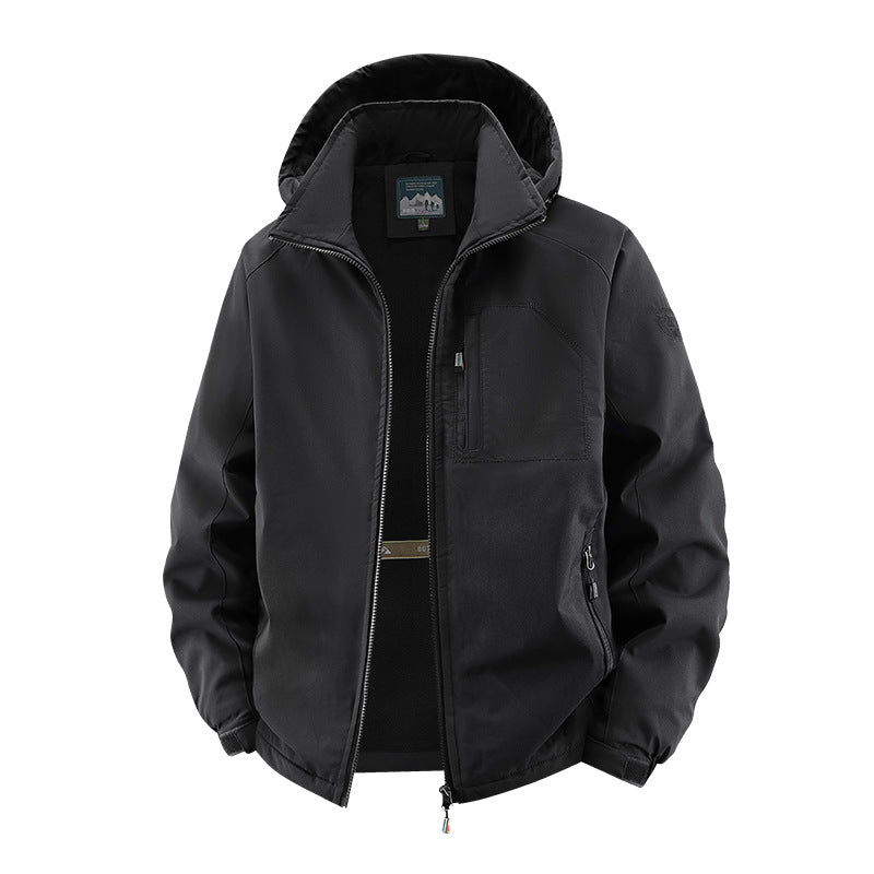 Veste d’extérieur pour homme à capuche et poches zippées