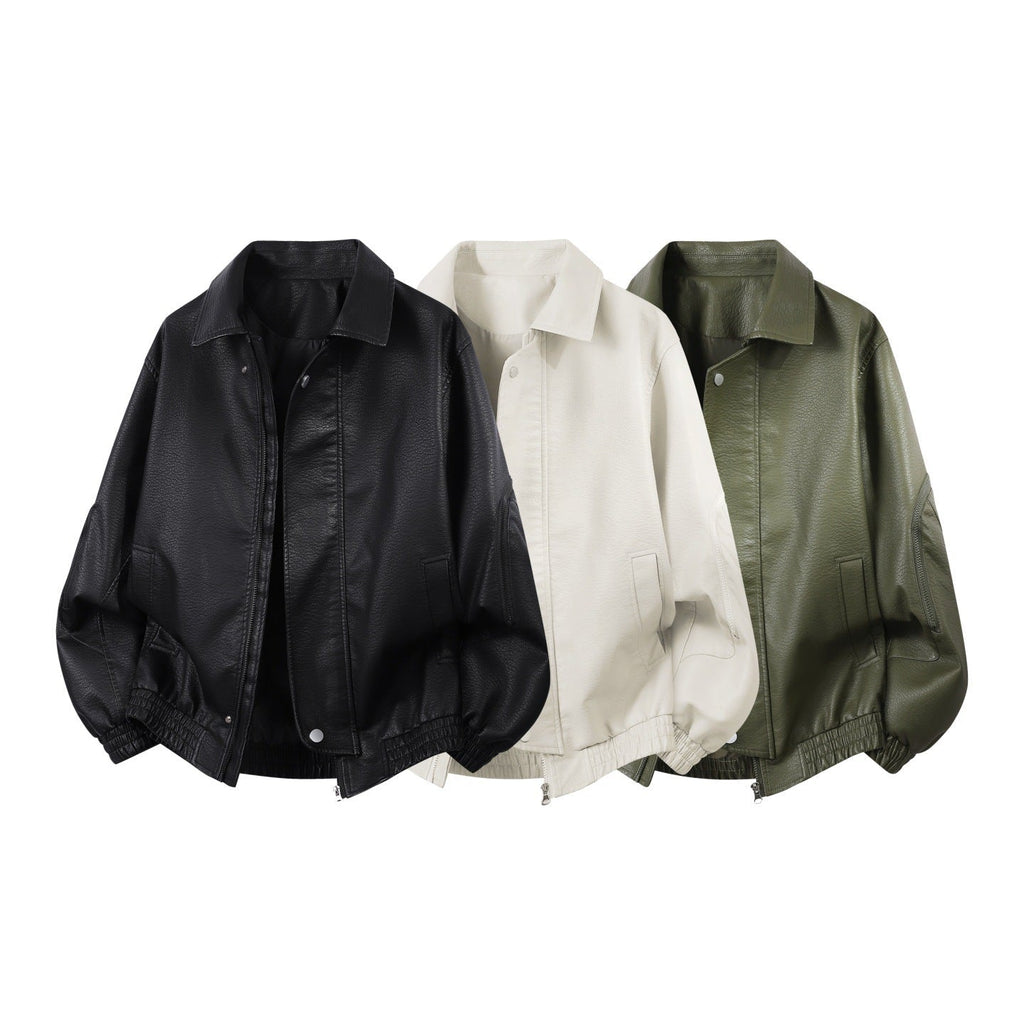 Blouson aviateur pour homme en similicuir avec col classique
