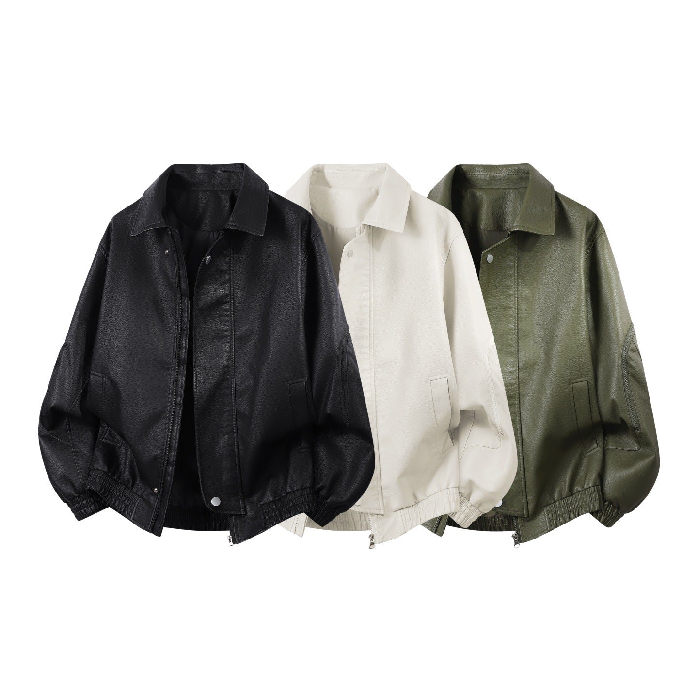 Blouson aviateur pour homme en similicuir avec col classique