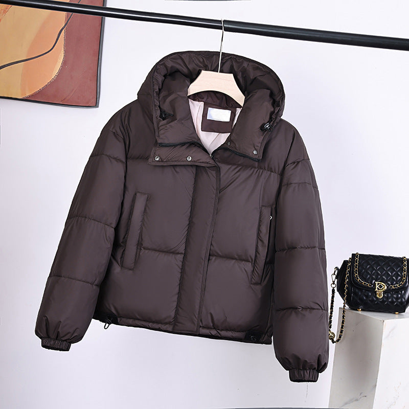 Women’s Hooded Puffer Jacket with High Collar