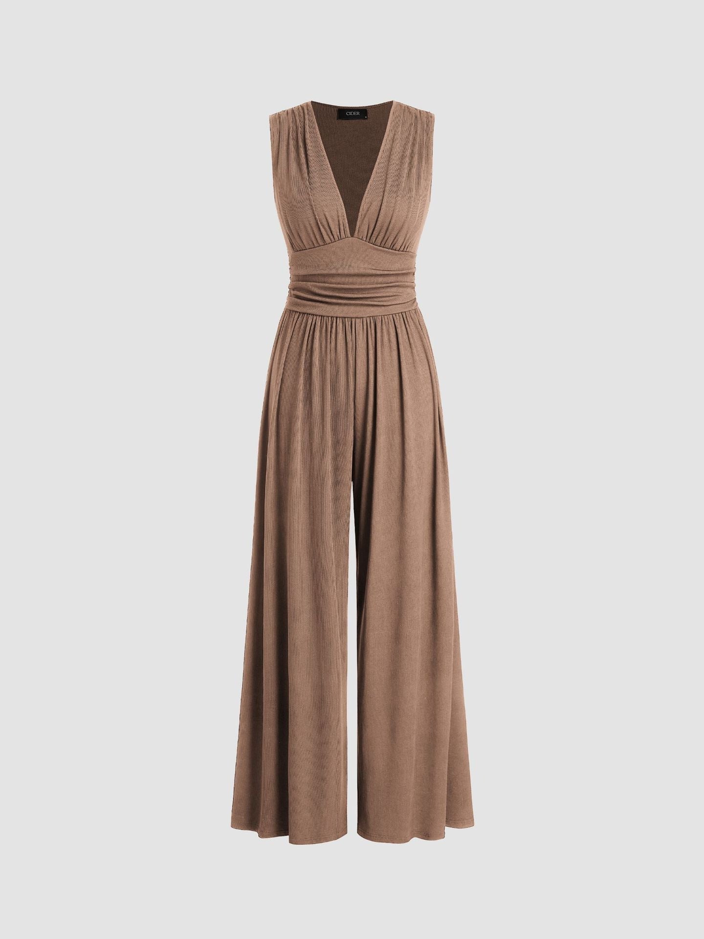 Combinaison pour femme à col en V et jambes larges