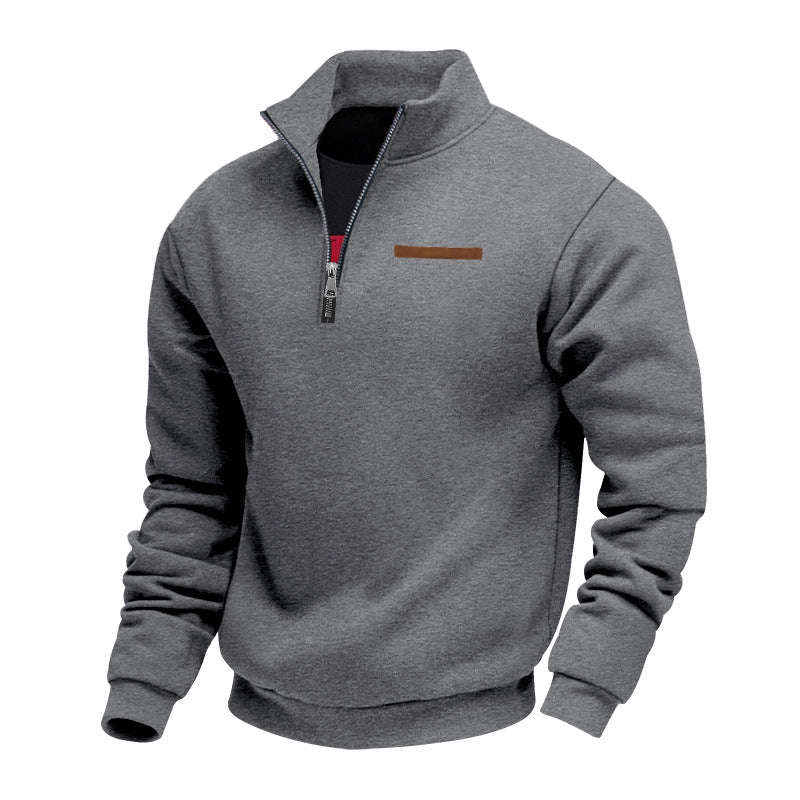 Sweat-shirt homme à fermeture quart de zip | Pull doublé en polaire