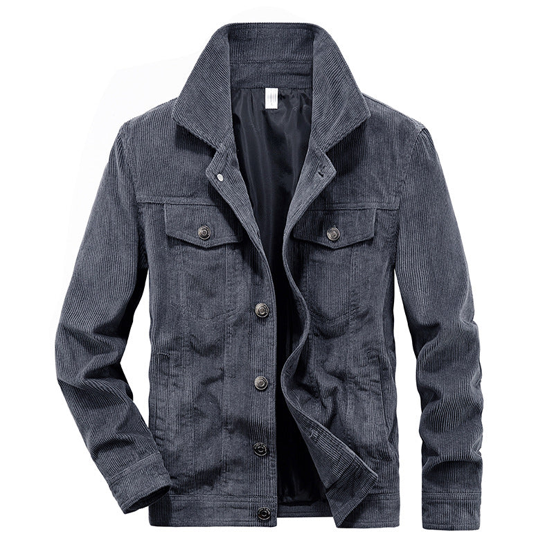 Veste trucker en velours côtelé pour homme avec poches poitrine