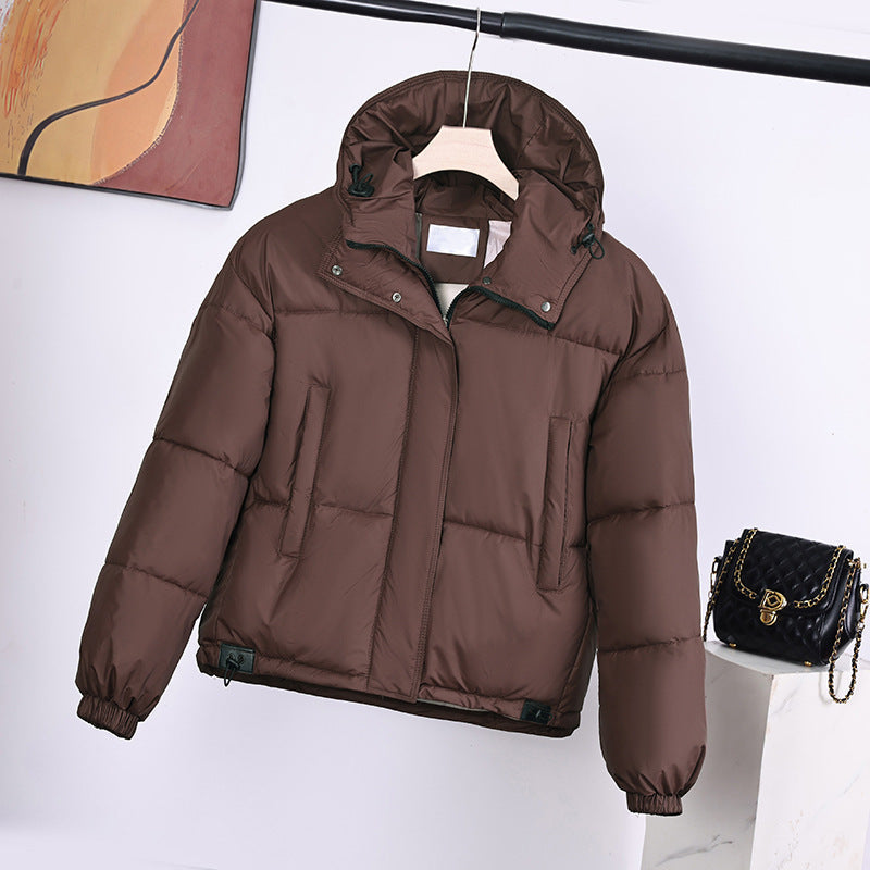 Women’s Hooded Puffer Jacket with High Collar