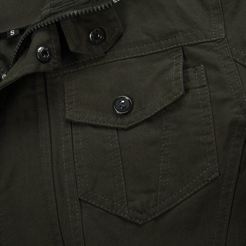 Men’s Casual Utility Jacket with Ribbed Trim