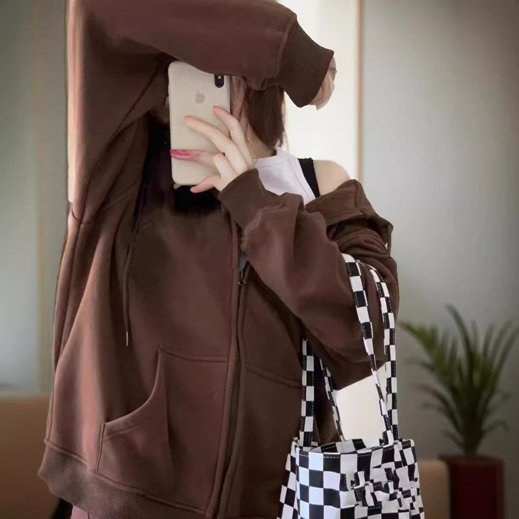 Women’s Zip-Up Hoodie with Drawstring Hood