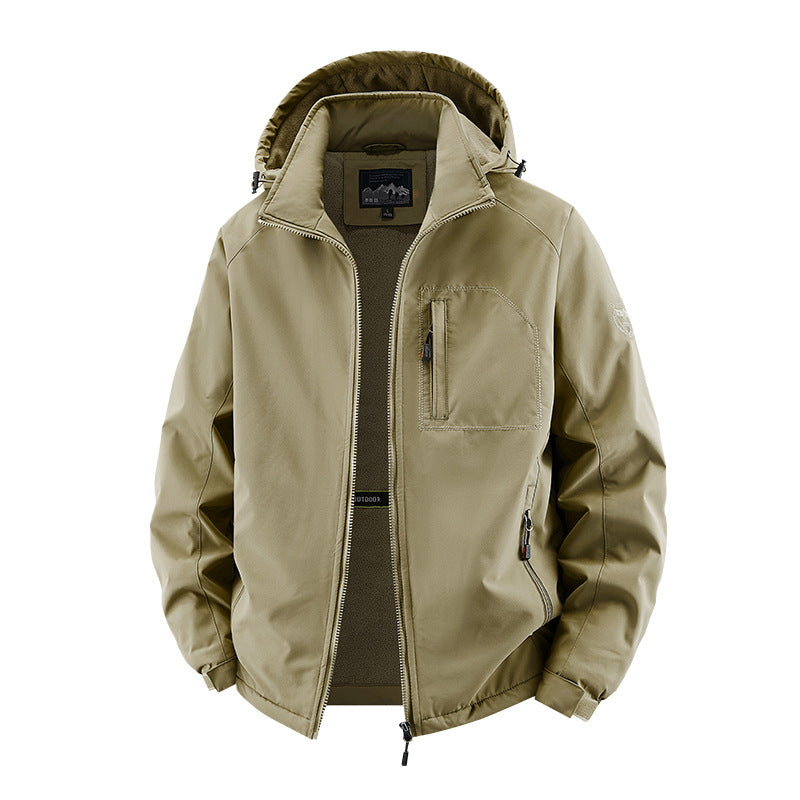 Men’s Hooded Outdoor Jacket with Zip Pockets