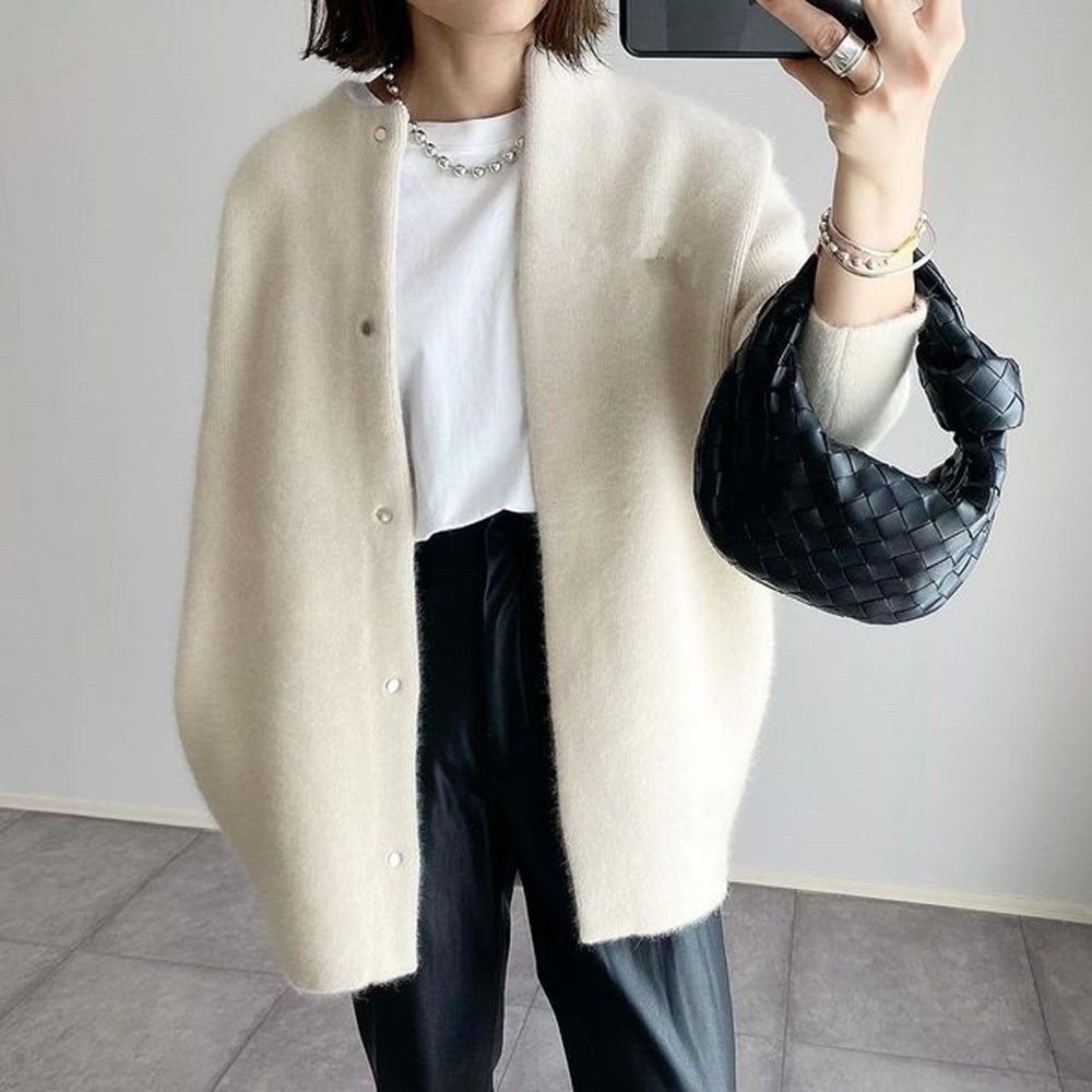 Cardigan long boutonné en maille douce pour femme