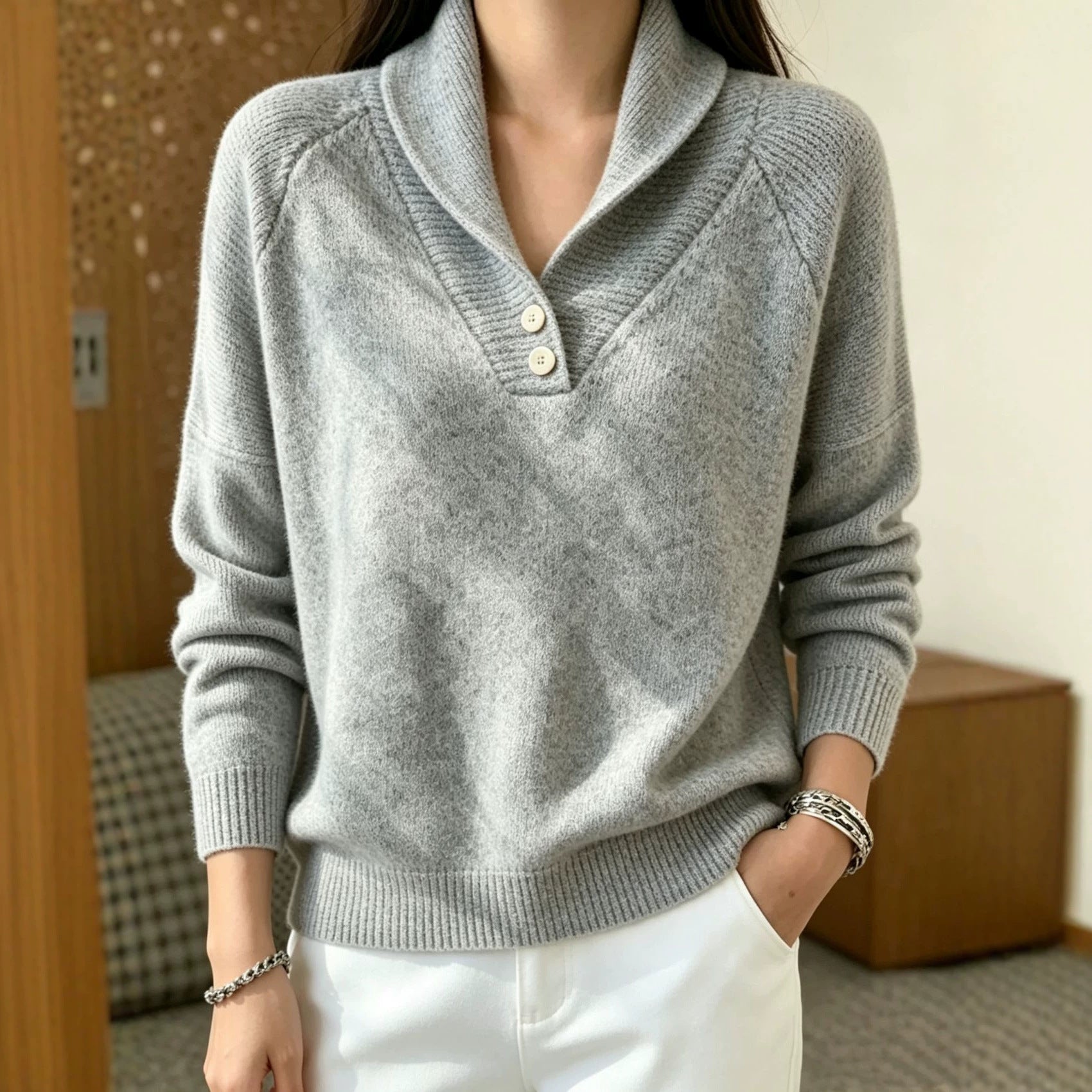 Women’s Shawl Collar Knit Jumper