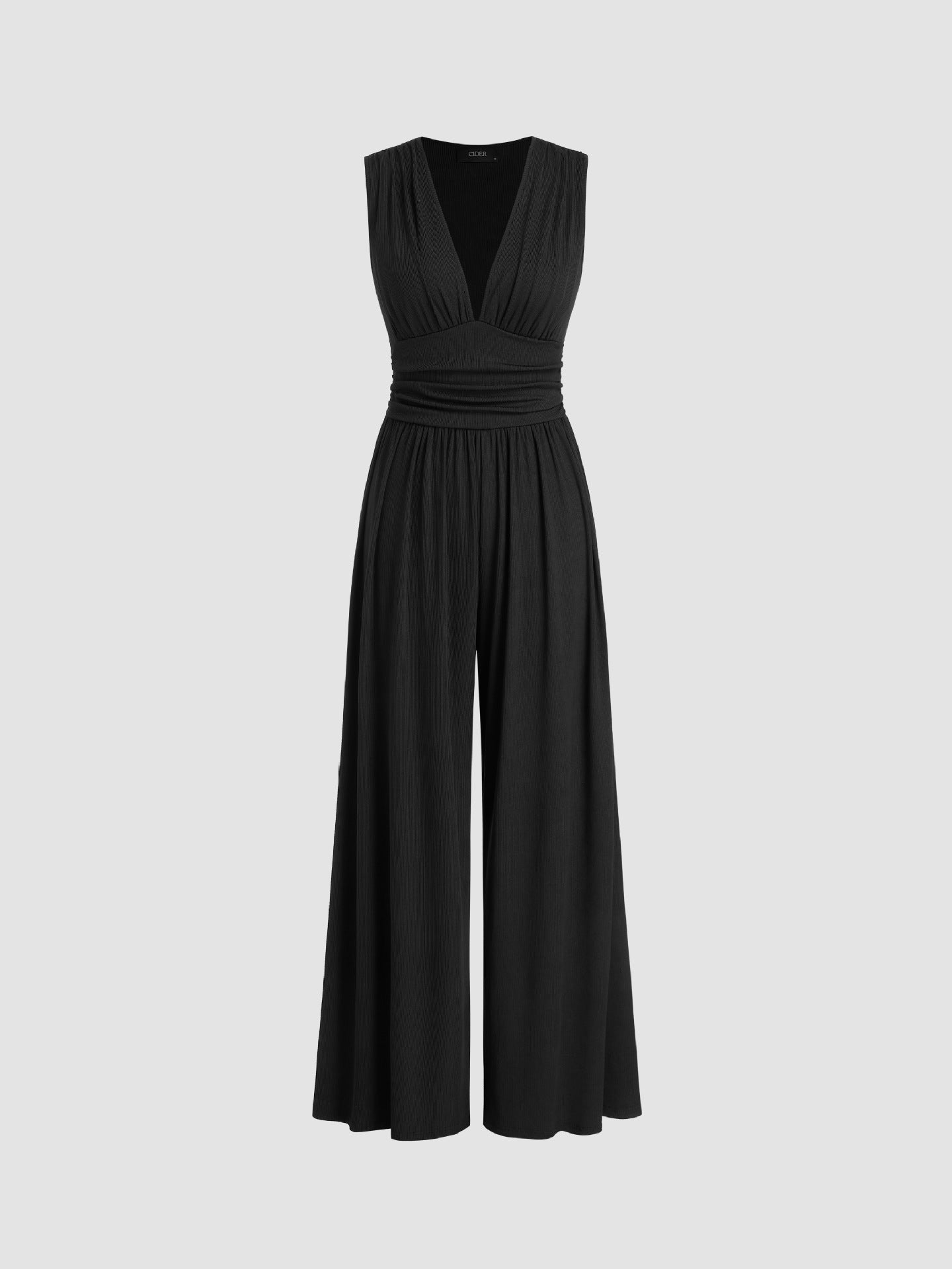 Combinaison pour femme à col en V et jambes larges