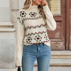 Damski sweter z golfem i wzorem Fair Isle