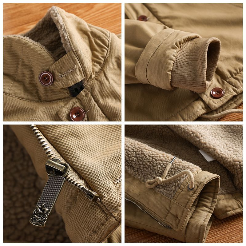 Men’s Fleece-Lined Utility Jacket with Button Front