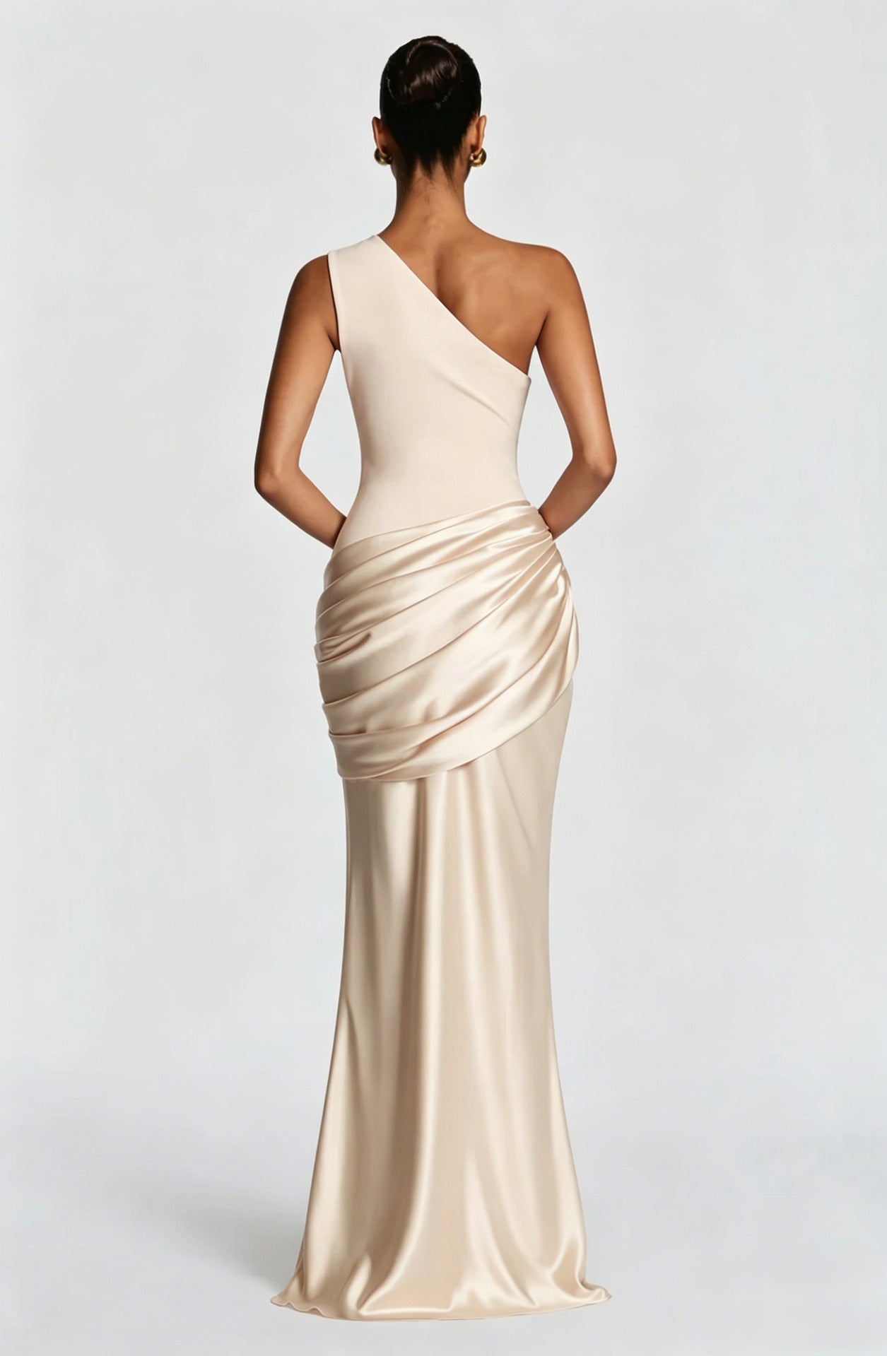 Women's One-Shoulder Jersey Maxi Evening Dress for Autumn