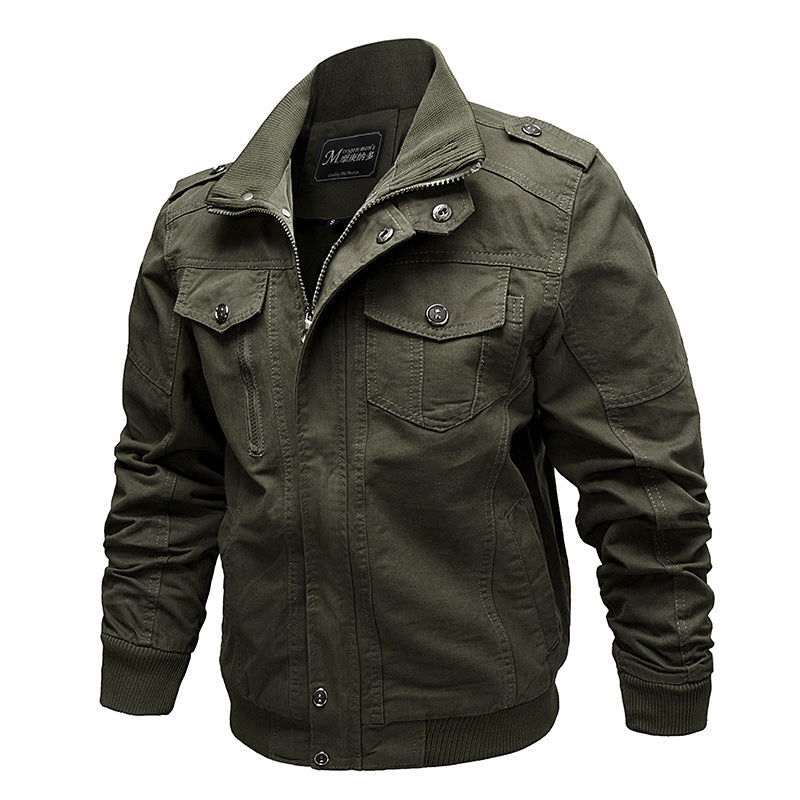 Men’s Casual Utility Jacket with Ribbed Trim